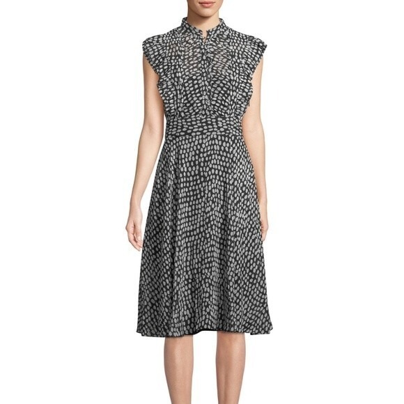 Club Monaco NWT Saffra Black White Polka Dot Chiffon Dress Size 8
