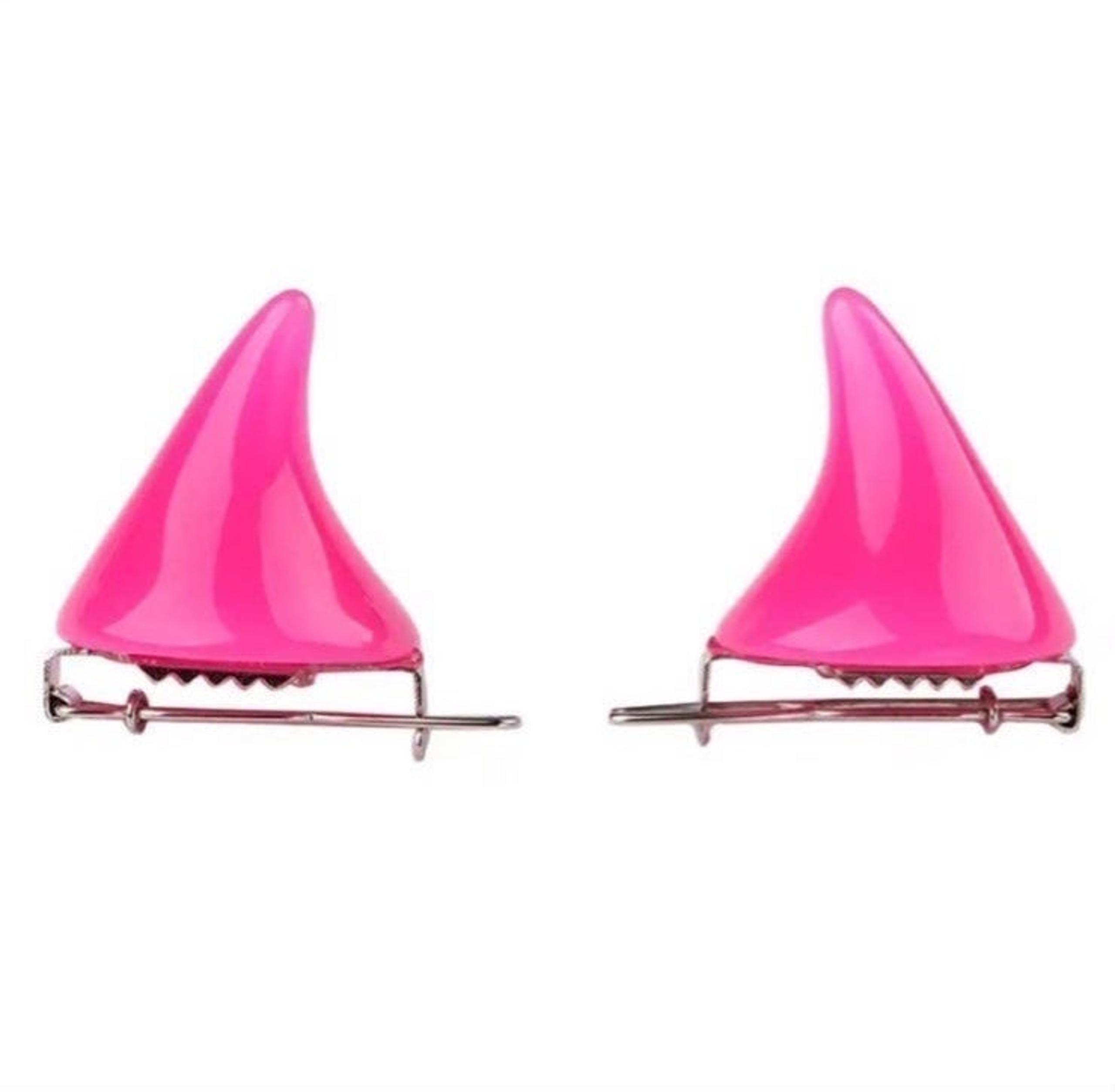 Pink Devil horns Demon Monster Spooky Goth Hair clip on unisex cosplay costume