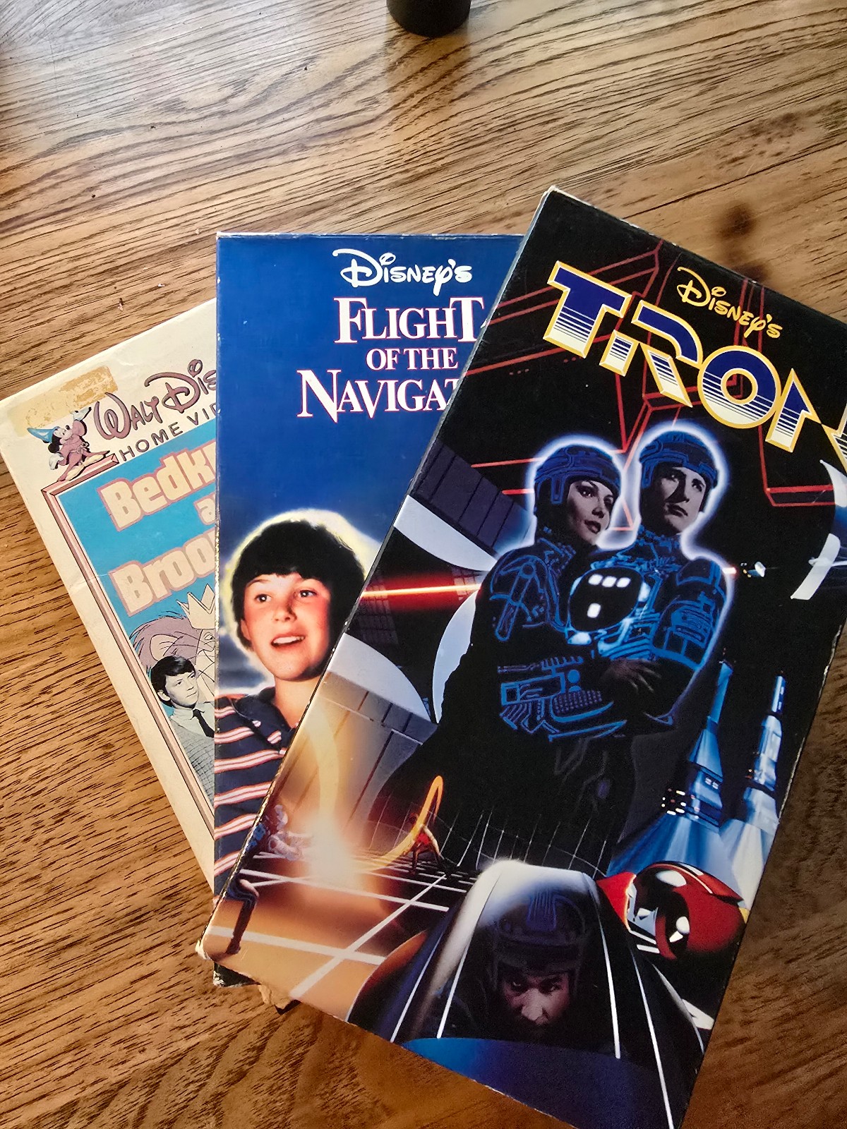 VHS Tron, Flight of the navigator , and Bedknobs and broomsticks