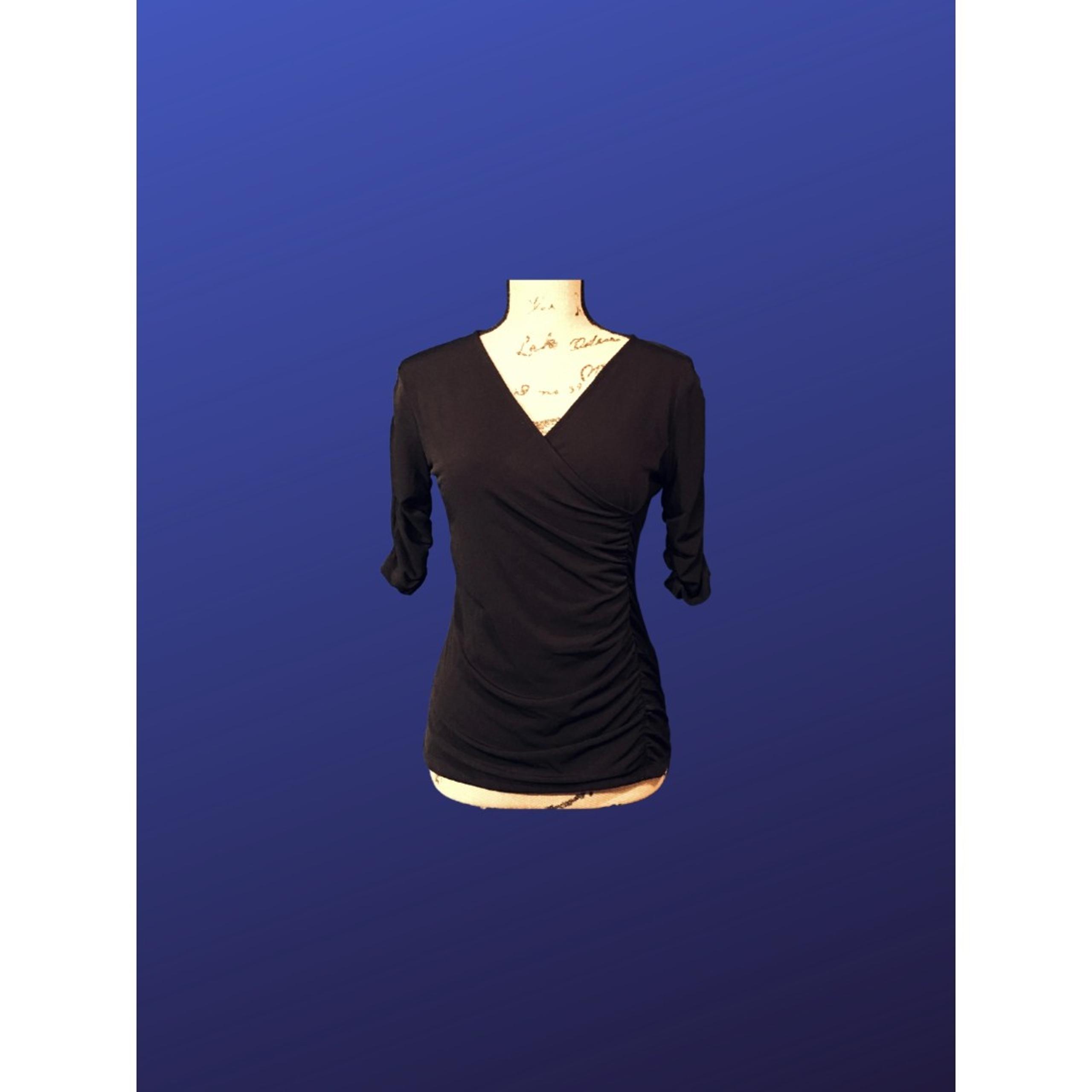 STYLE & CO. PETITE Surplice Wrap Top, Ruched Sides, BLACK, Women’s Size M, NWOT