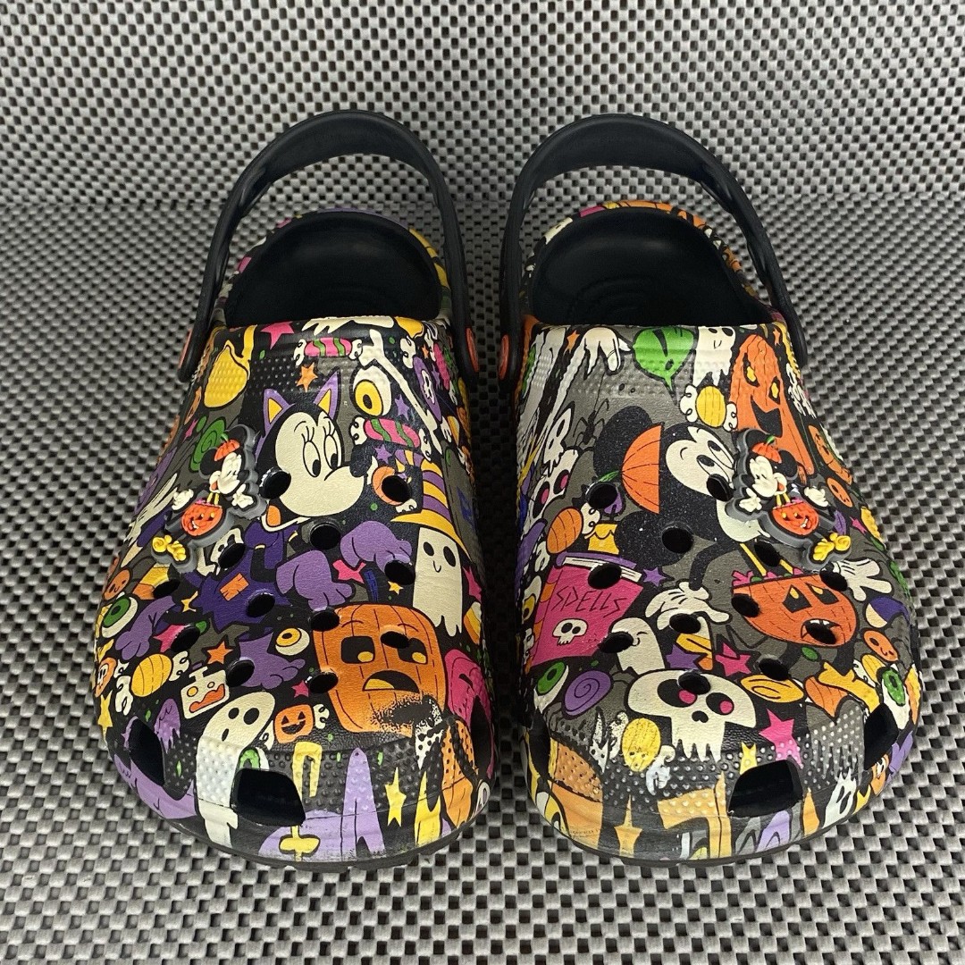 Disney Mickey Halloween Print Adult Clogs Mens 9 Womens Black Slip On Shoes