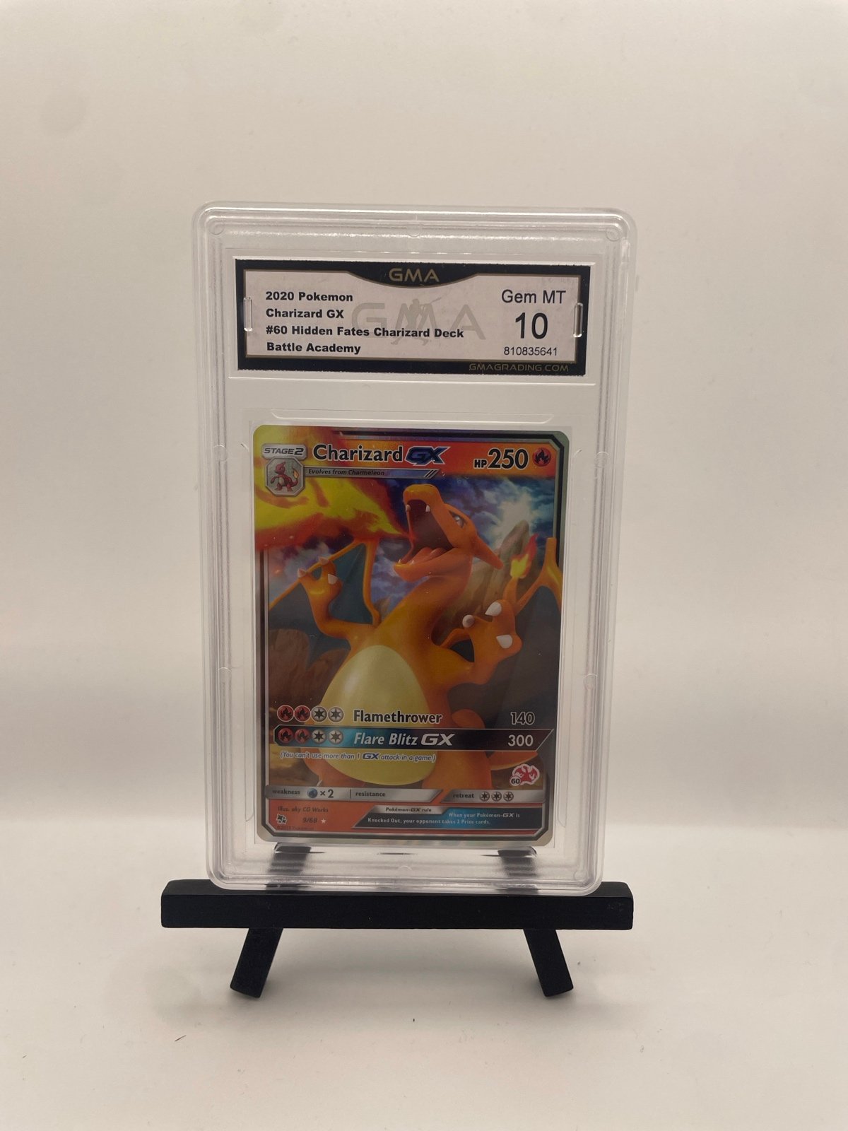 Charizard GX - 2020 Pokemon Hidden Fates 9/68 BA #60 Full Art Holo - GMA 10