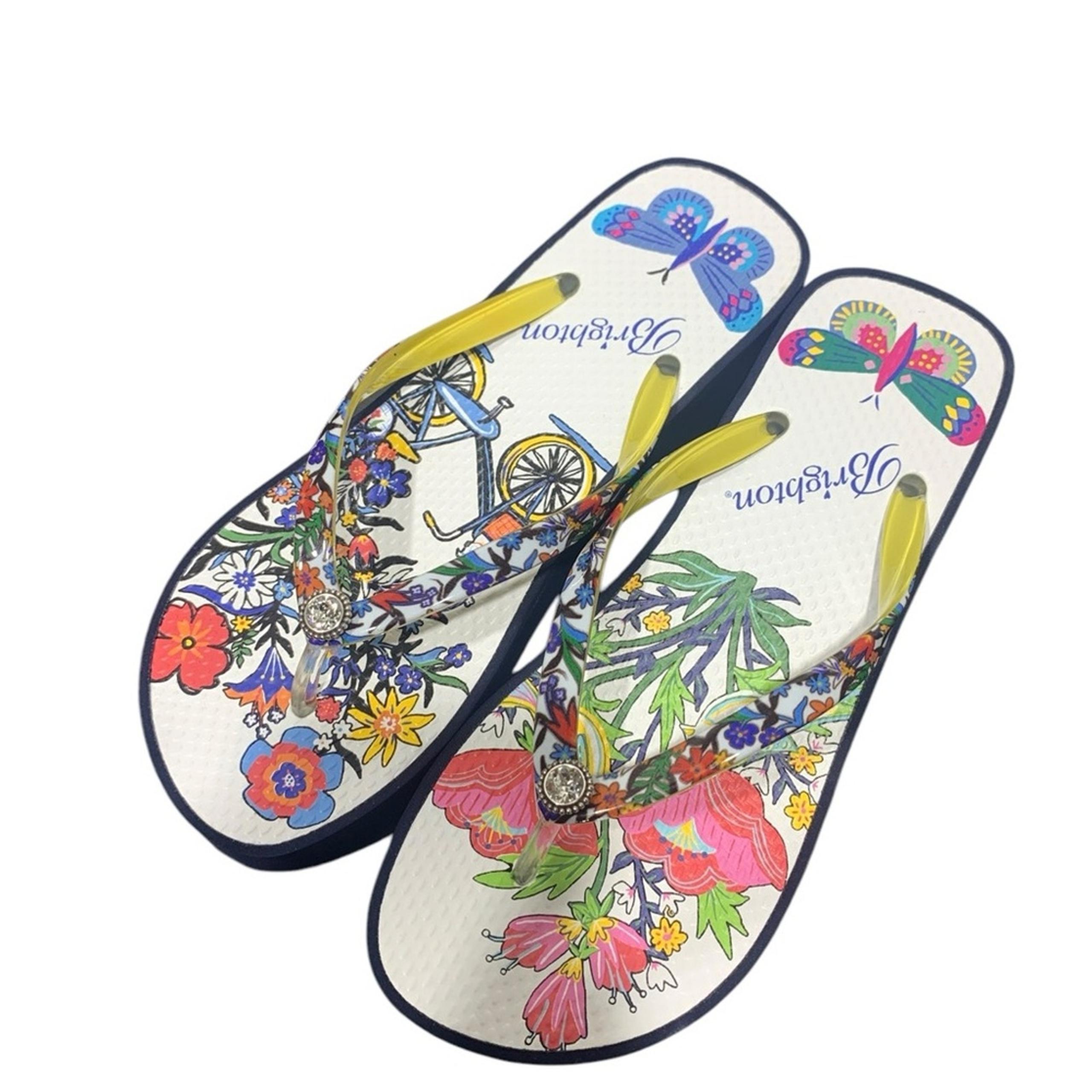 Brighton Sunny skinny strap wedge platform flip flop sandals. Size 6M