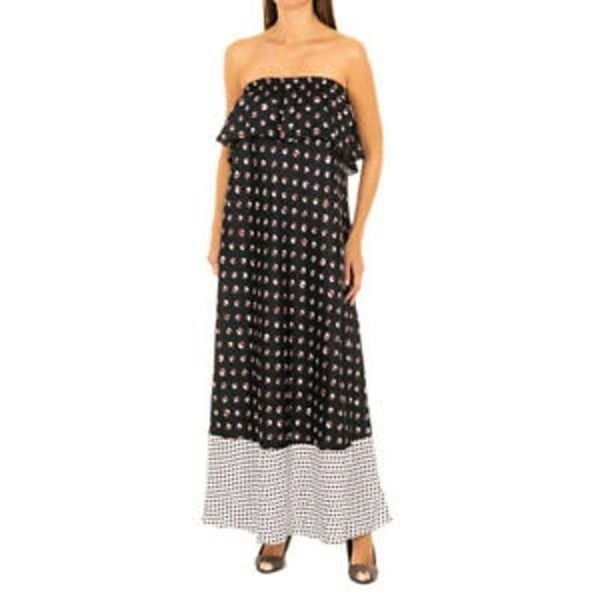 Liu Jo dotted geometric Black Sleeveless Maxi ruffle Dress NWT IT 40 US S