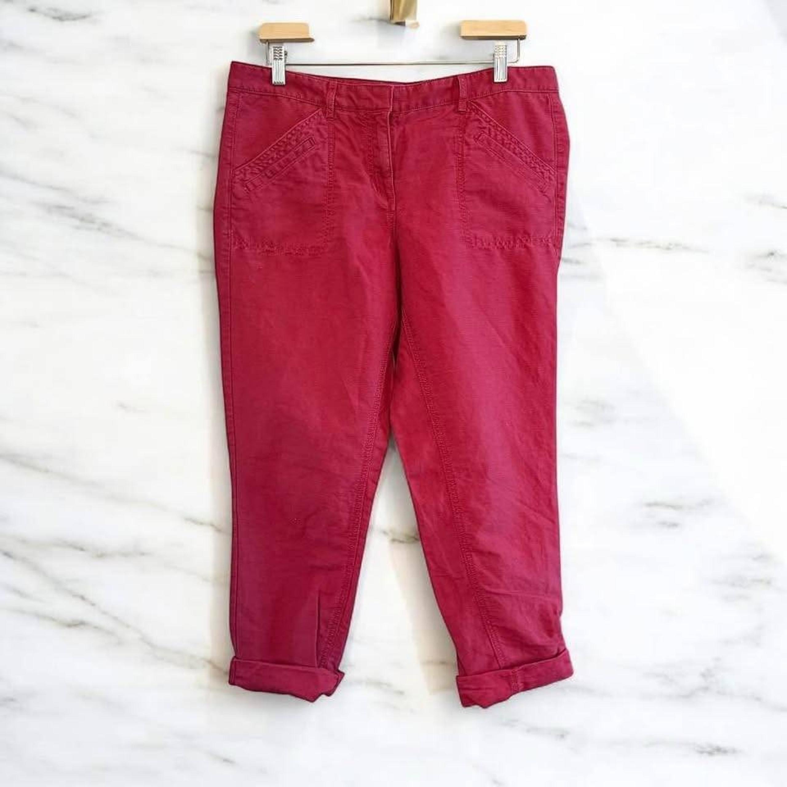 Women's Red Ann Taylor Loft Linen/Cotton Blend Capri Pants-Size 10