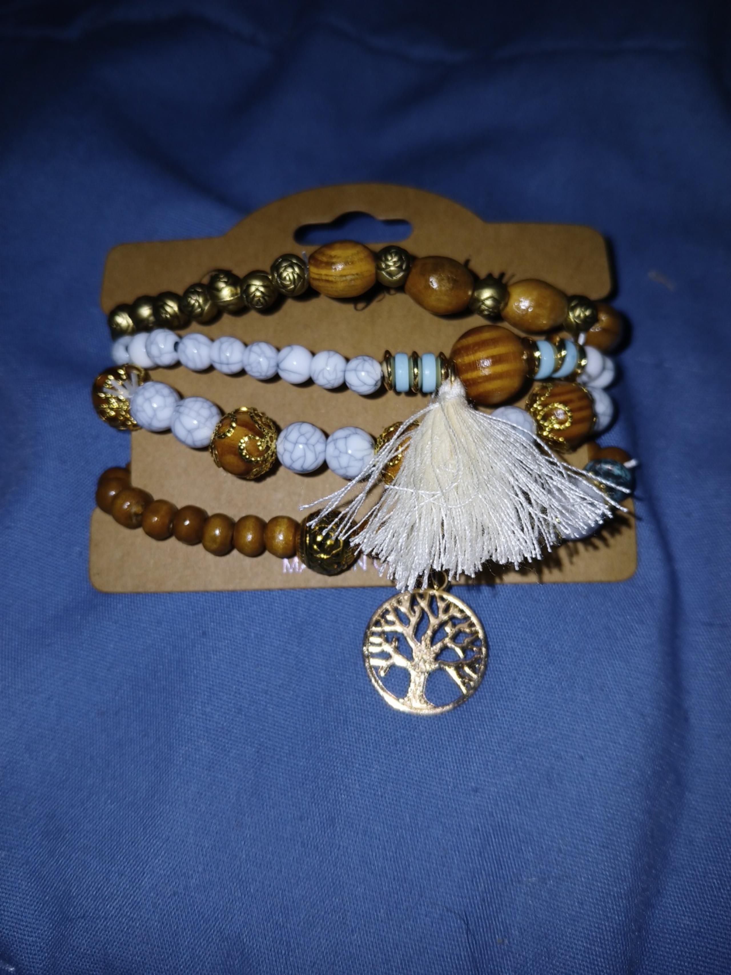 4-Piece Set: Creative Bohemian Bracelet, Layered Beaded Stretchable Bracelet