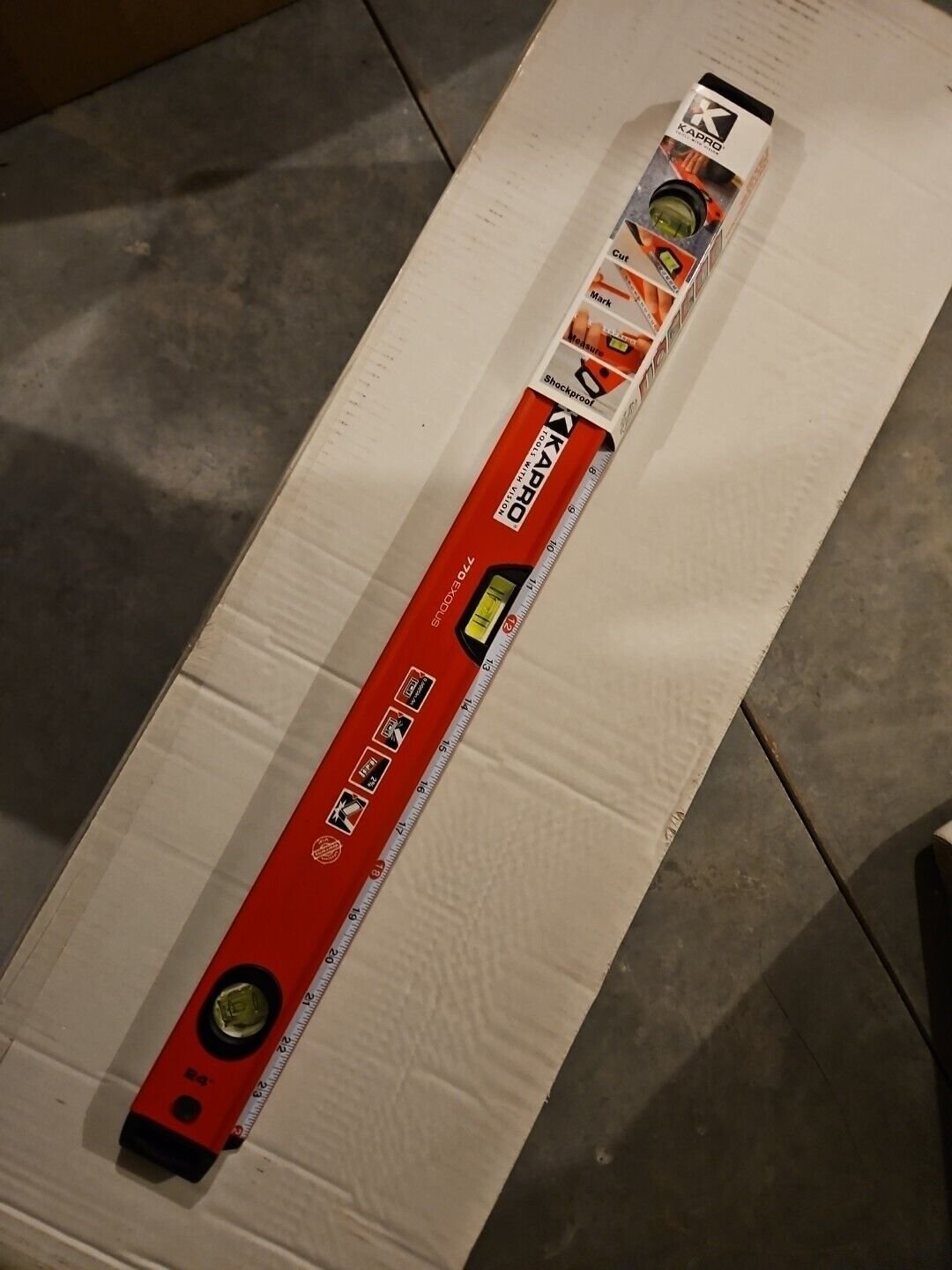 770 Exodus24 Professional Box Level With 45 Vial & Ruler For Leveling Measuring