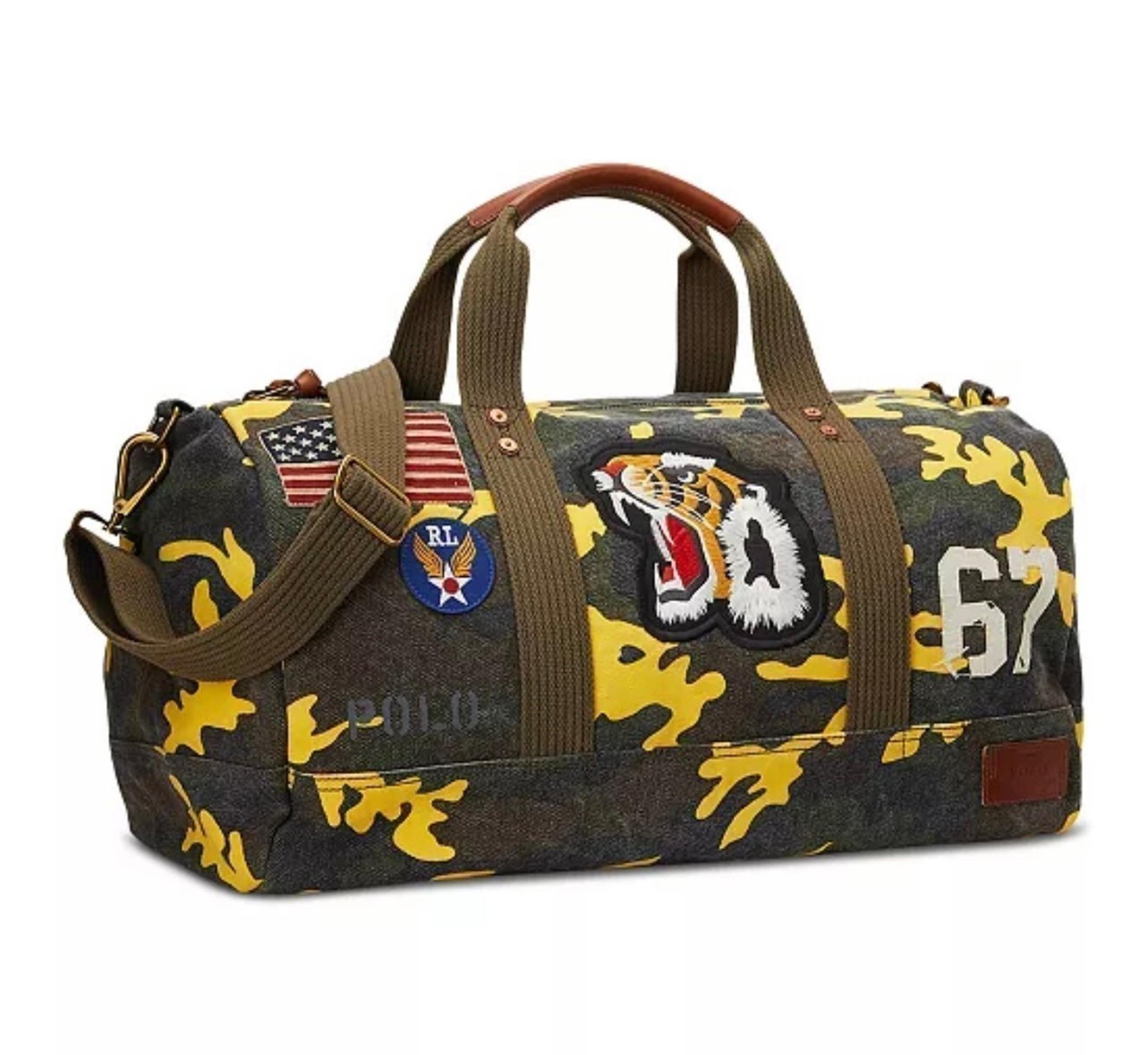 NWT❤️ Polo Ralph Lauren Patchwork Camo Canvas Duffel