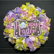 Happy Easter Wreath Handmade Deco Mesh Large 24 Inch