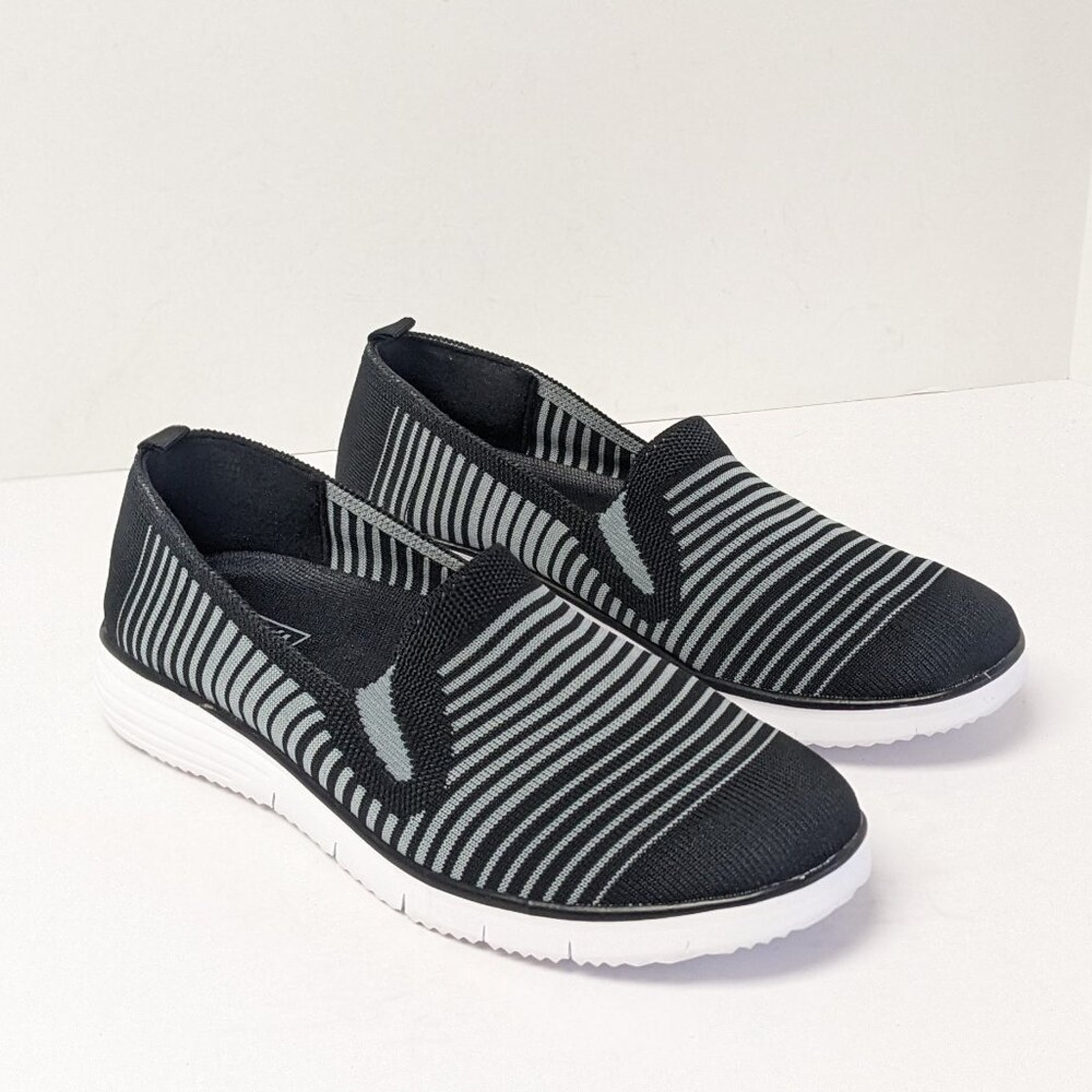 Propet Travel Fit Slip-On Sneakers, Black/Grey, Women's 9 M