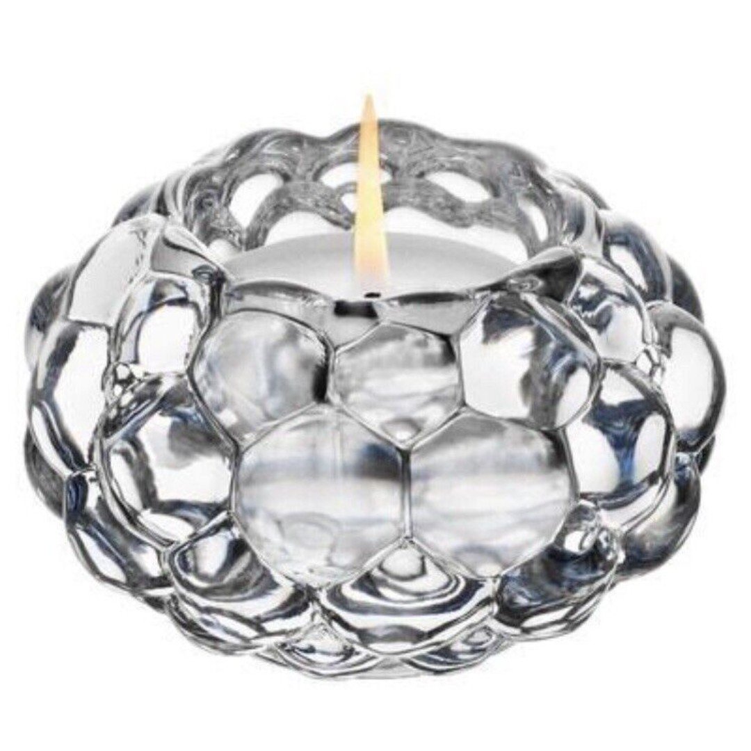 Orrefors Anne Nilsson Hallon/Raspberry Crystal Votive Candleholder