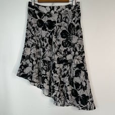 Anne Klein Silk Blend Asymmetric Hem Midi Skirt Womens 10 Dark 90’s Fairy Grunge
