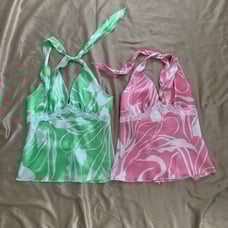 Y2K Pastel Swirl Halter Tanks