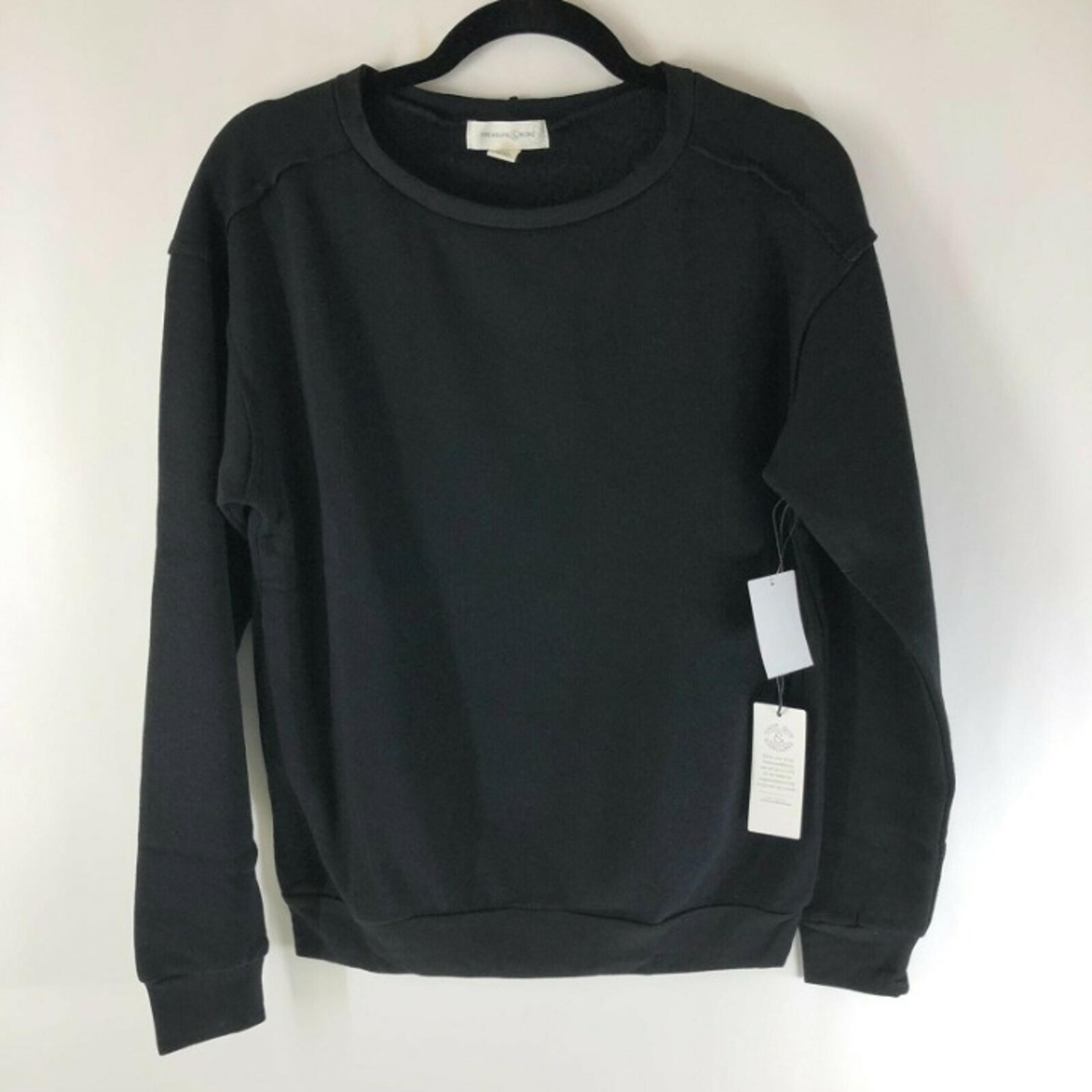 Treasure & Bond Womens Sweatshirt Pullover Long Sleeve Crew Neck Basic Black XS