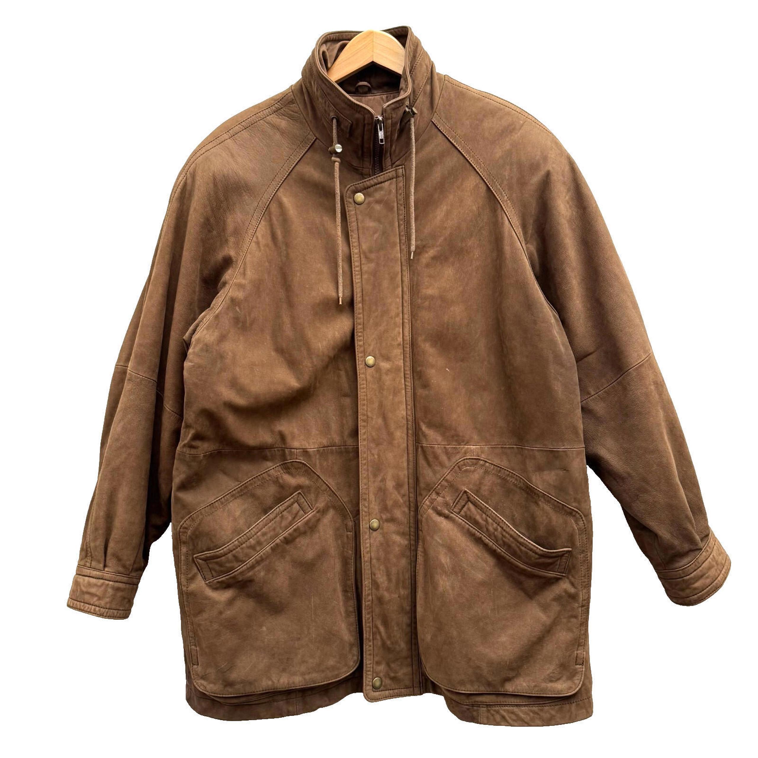 Vintage 90s Adventure Bound Wilsons Small Brown Leather Jacket Parka