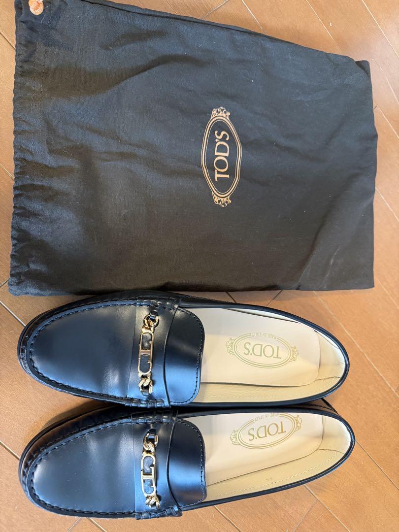 TOD'S Black Loafers with Gold Hardware