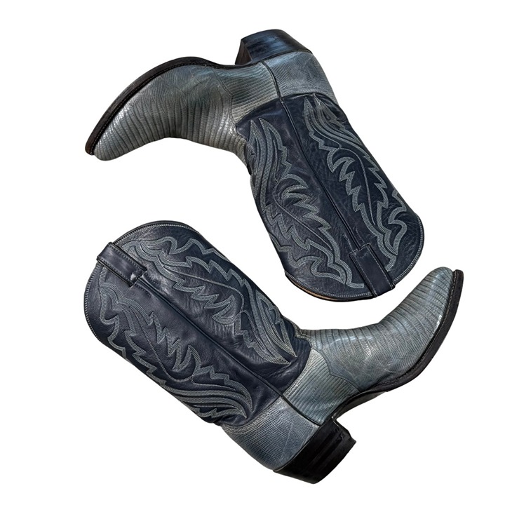 Justin Lizard Cowboy Boots V7595 Men’s Size 10.5 D Blue Western Exotic Leather