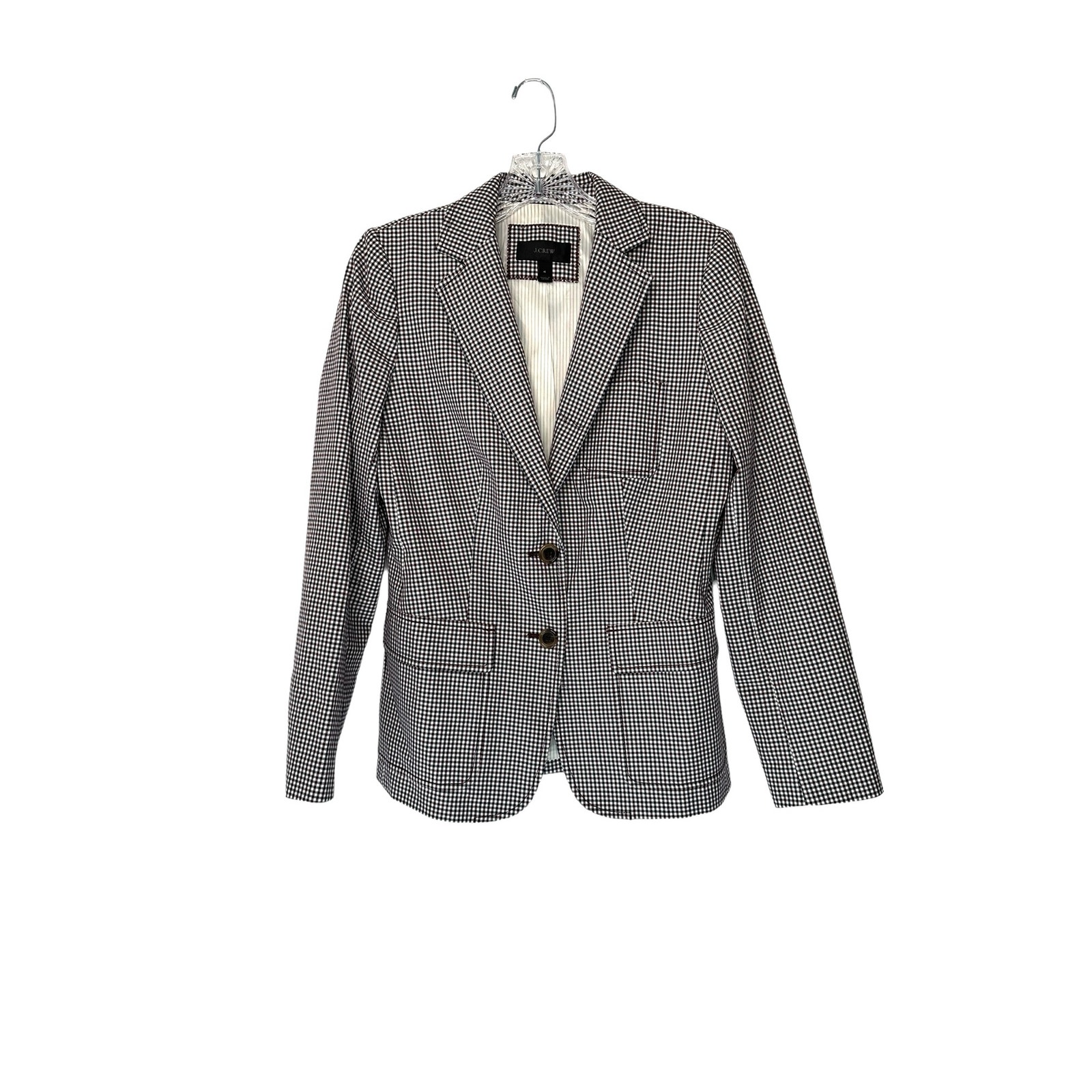 J.Crew Navy Burgundy Preppy Academia Rhodes Micro Houndstooth Blazer Size 4