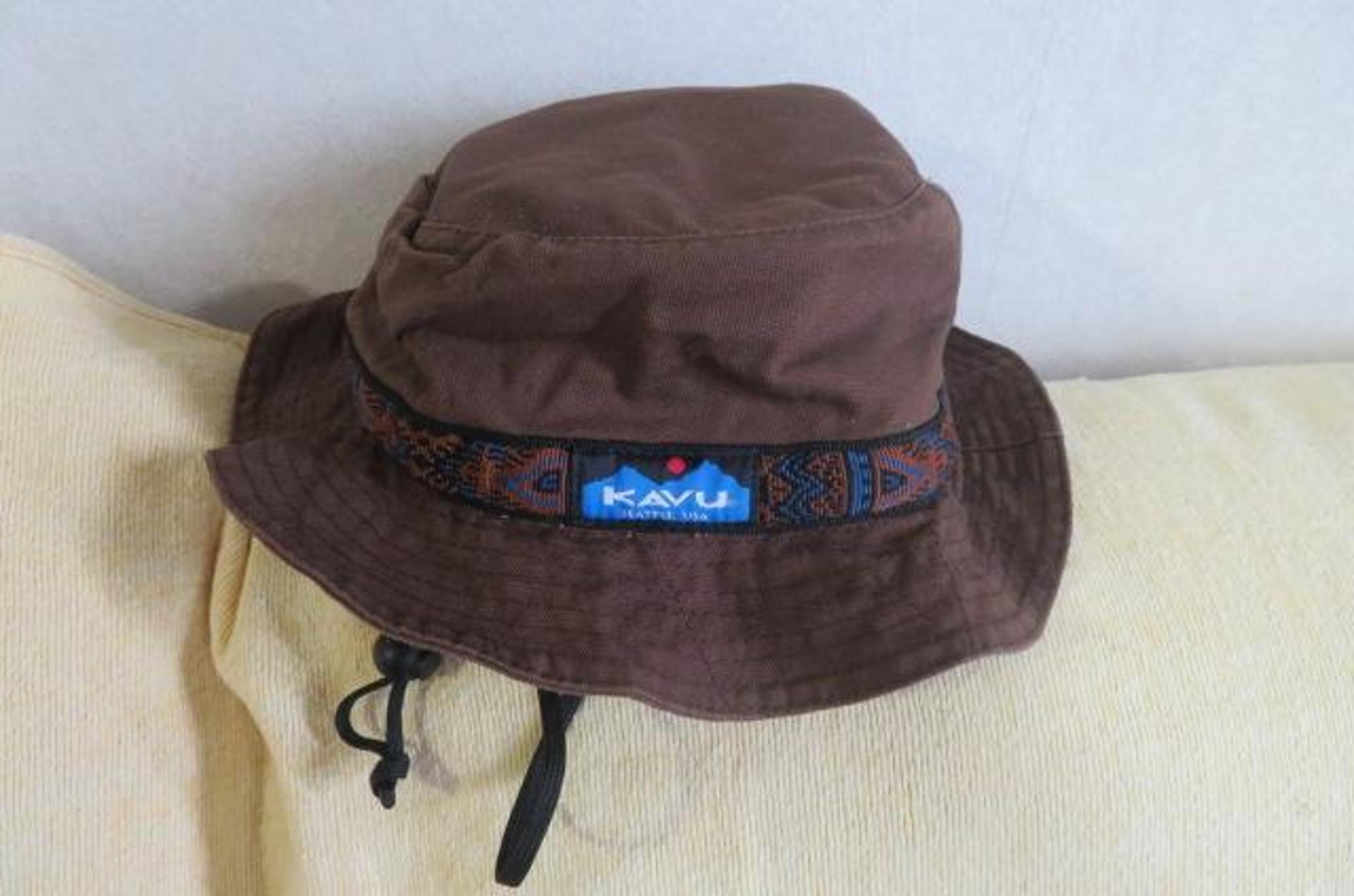 Made in the USA, KAVU caps in size S, in brown color.