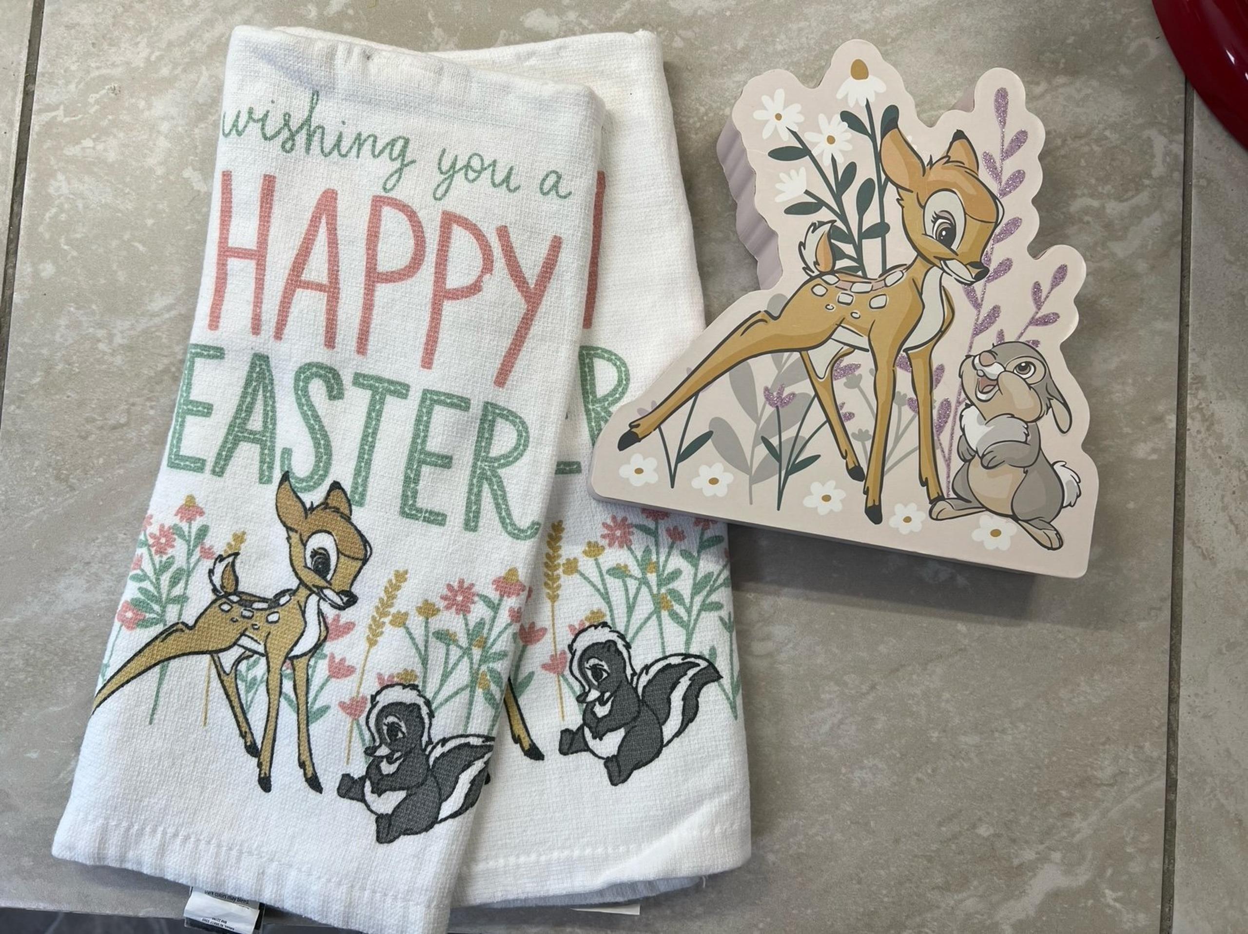 Disney Easter Bambi Kitchen Towels Dual Cotton Terry Towels & table/wall decor
