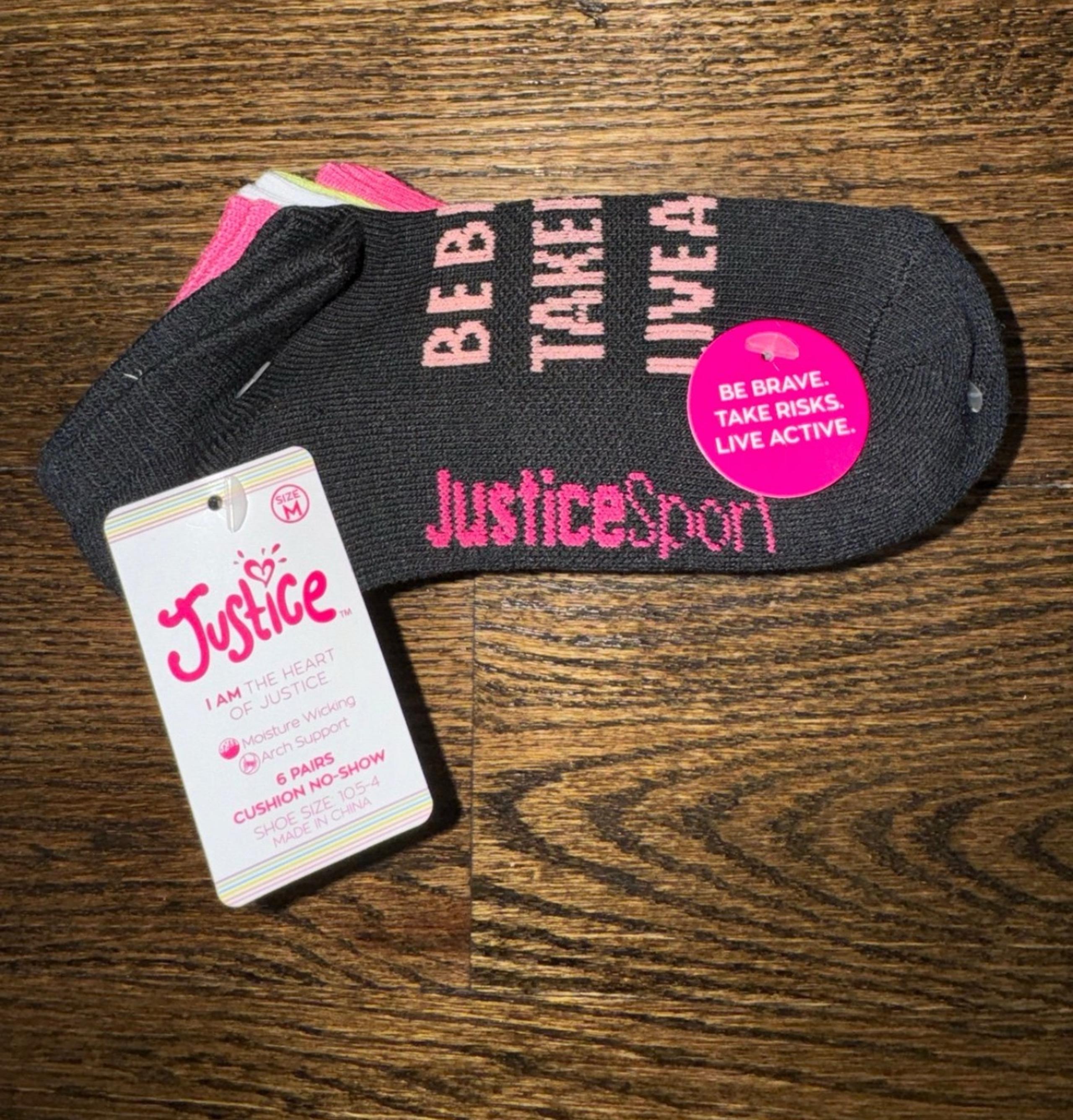 JUSTICE GIRLS SHOE SIZE 10.5-4 NEW 6 PACK SOCKS