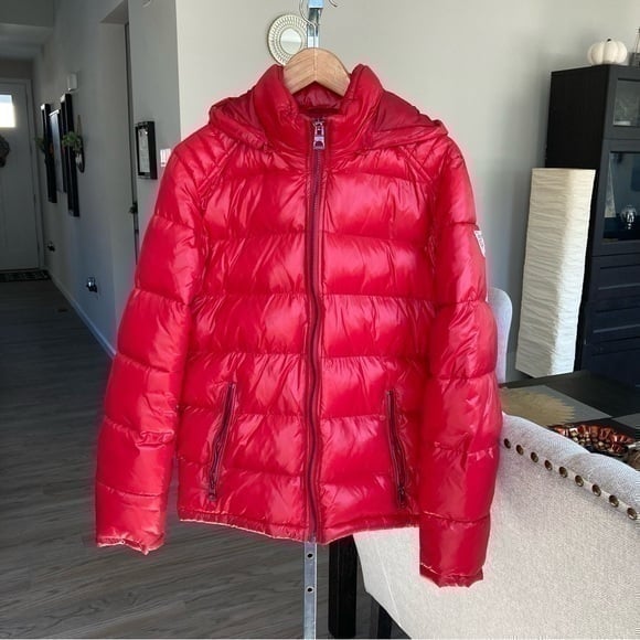 ✨Red Guess Los Angels bomber puffer jacket coat S