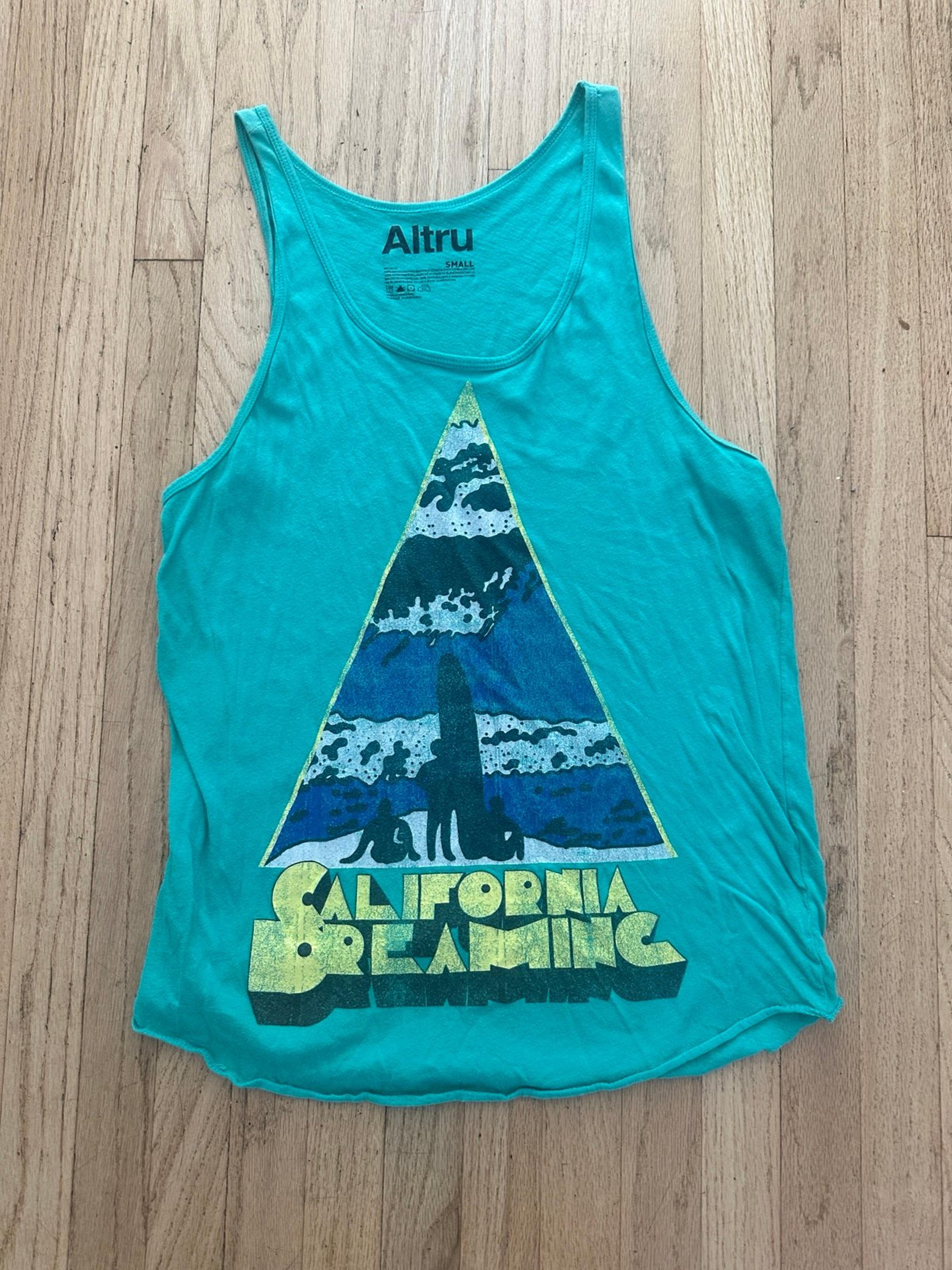 California Dreaming Green Tank Top Size S Urban Outfitters 80s