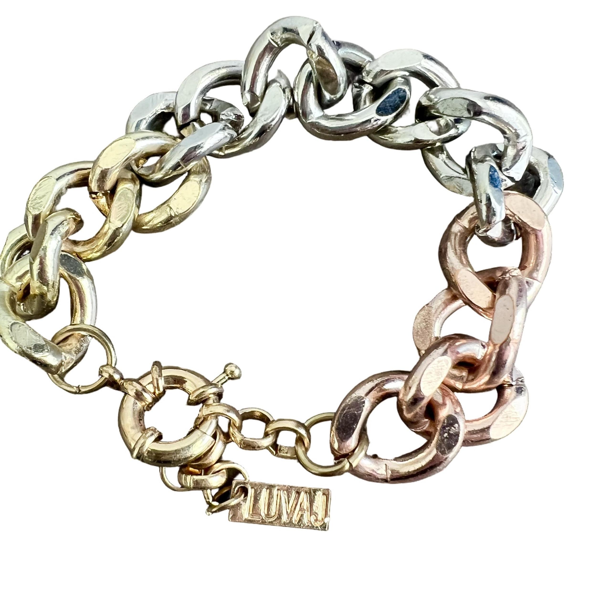 Luv AJ Metallic Ombre Gold, Silver, Rose Gold Chunky Link Bracelet