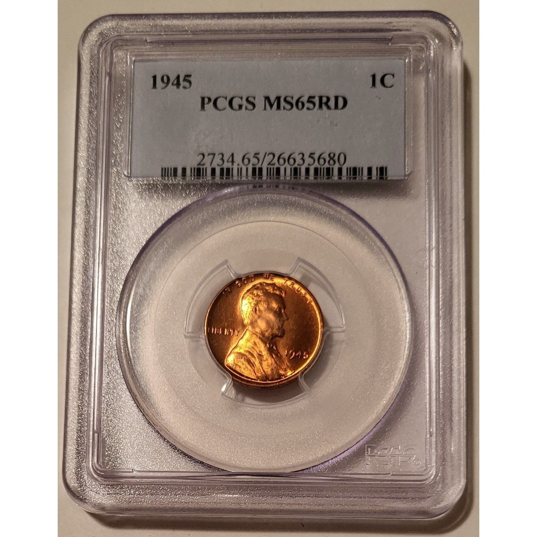 1945 Lincoln Wheat Cent MS65 RED PCGS