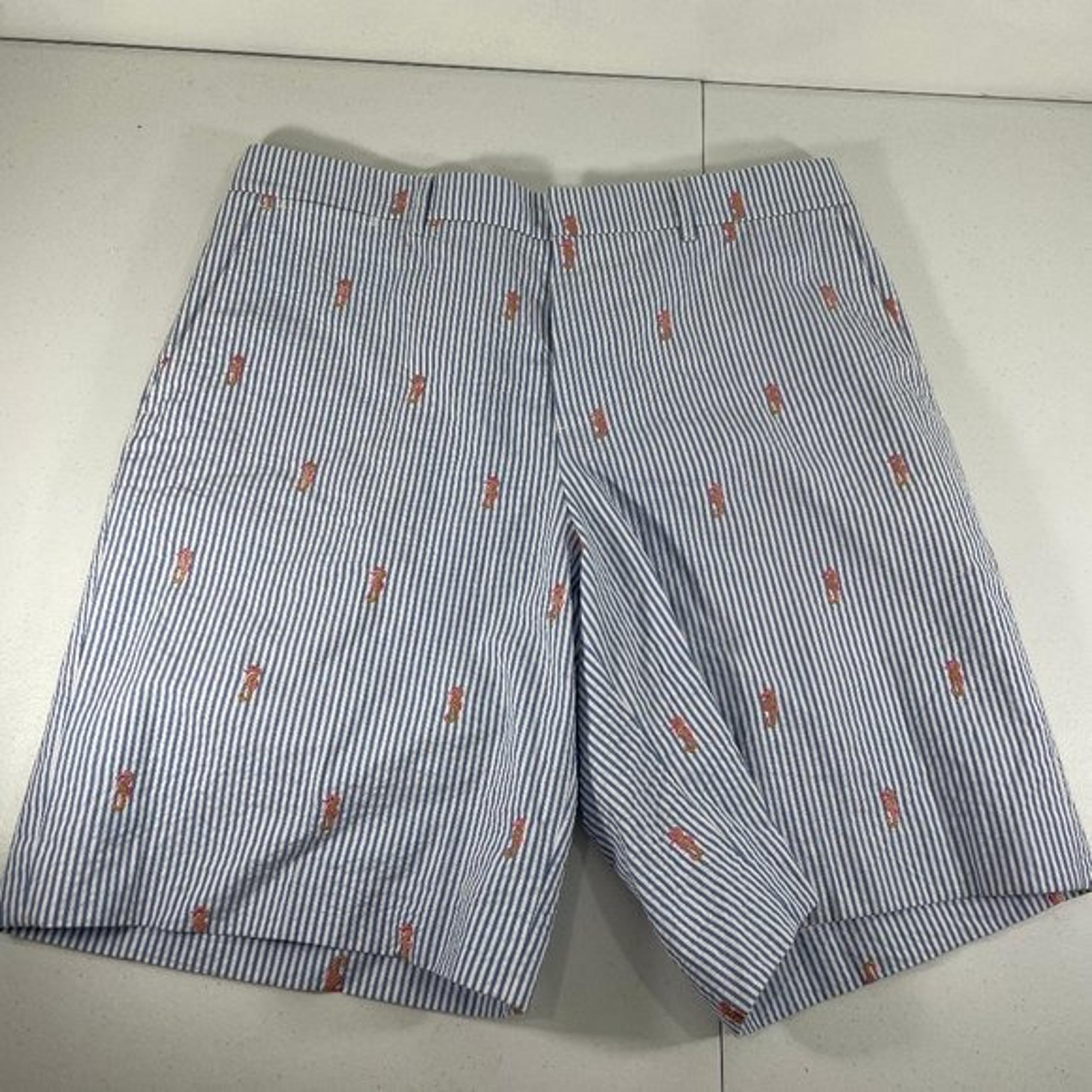 Lilly Pulitzer Seer Sucker Seahorse Blue Pink Men's Size 34 Shorts 10" Inseam