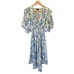 Tolani Diana Deep V-neck Paisley Print Dress White, Blue Size S