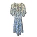 Tolani Diana Deep V-neck Paisley Print Dress White, Blue Size S