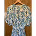 Tolani Diana Deep V-neck Paisley Print Dress White, Blue Size S