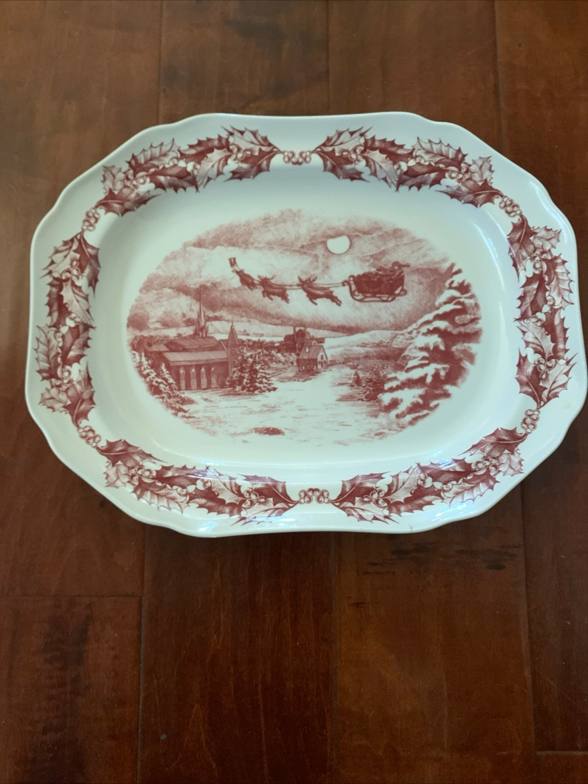 2006 SPODE WILLIAMS SONOMA ST. NICK SANTA RED LARGE SERVING PLATTER 16