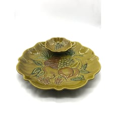 Gorgeous Mid Century Avocado Fruit Chip and Dip Platter Great For Entertainment