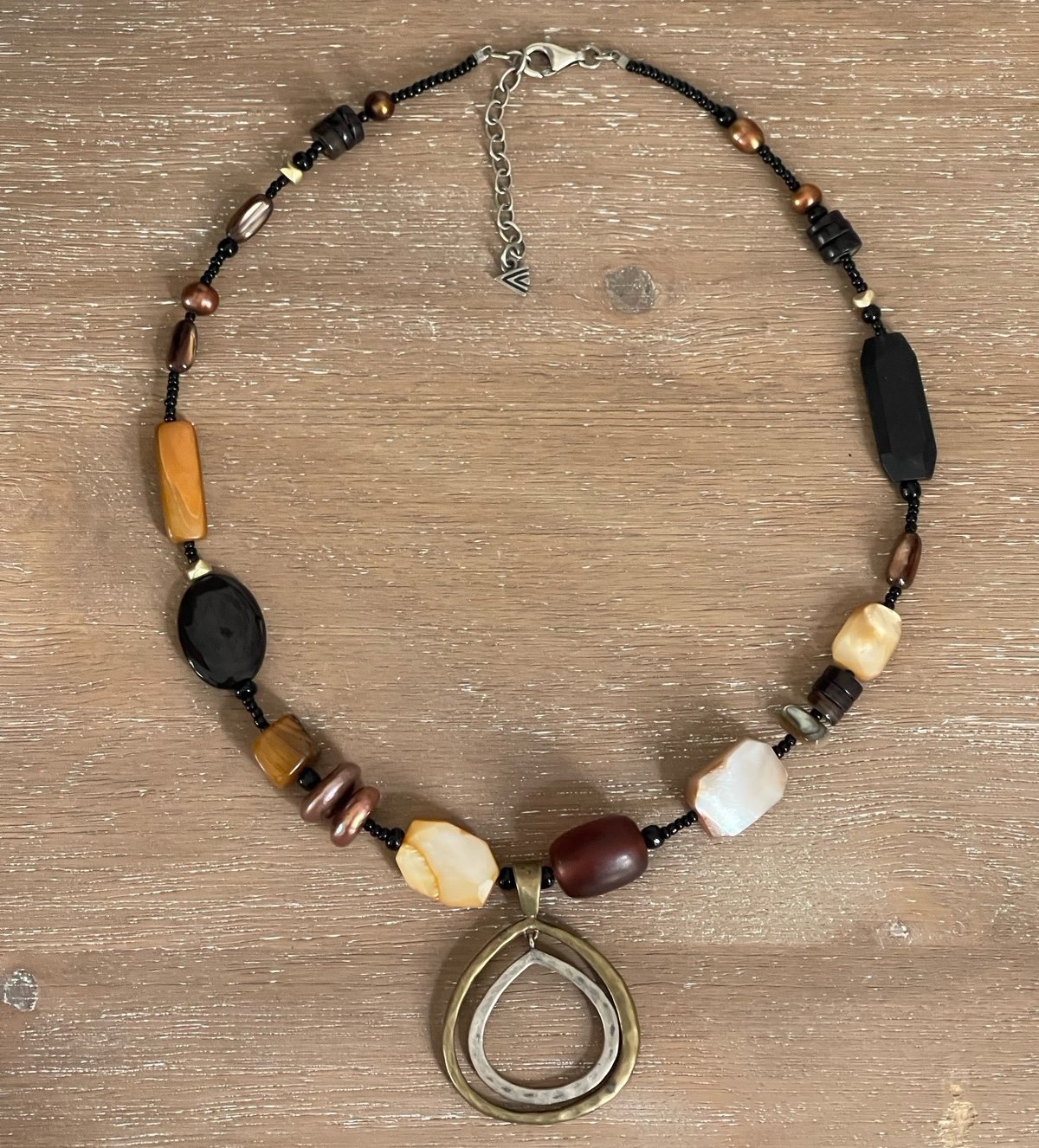 SILPADA Sterling Silver, Bronze, Shell, Horn, Seed Bead Necklace