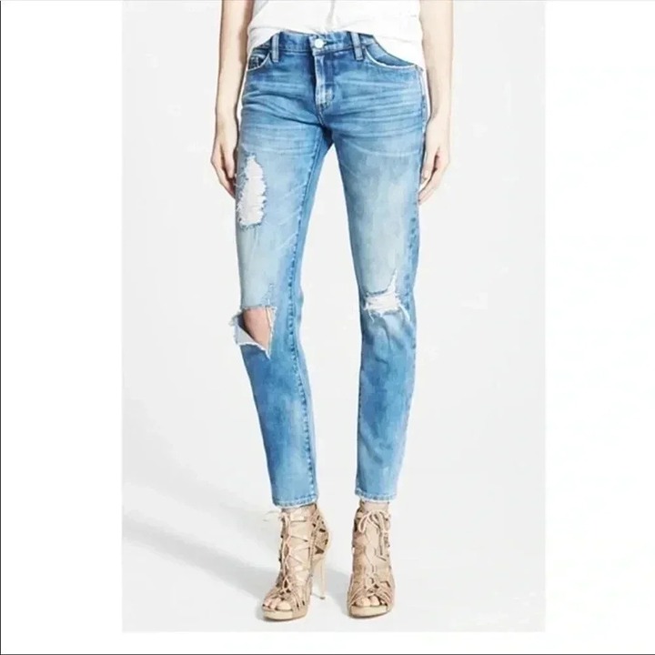 BlankNYC Distressed Skinny Classique Blue Jeans in Good Vibes Size 28
