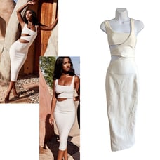 HOUSE OF CB London Ivory Miya Cut Out Crepe Bodycon Dress Size S