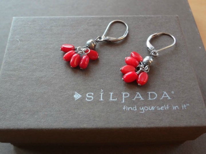 W1081 Silpada Retired Red Coral earrings