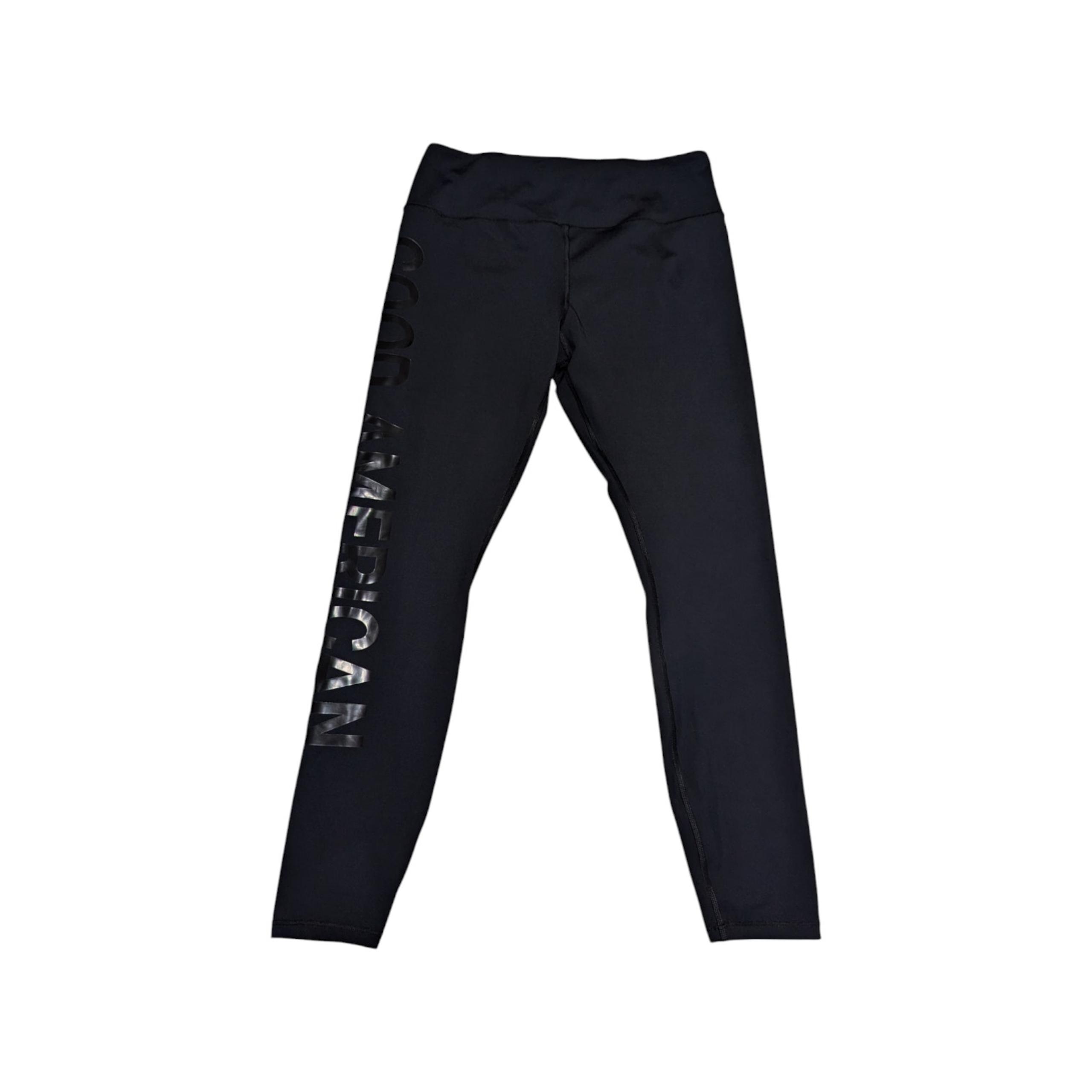 Good American Performance Power Core Spellout Leggings Black Womens X-Large XL