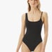 Michael Kors Signature Solid Logo Chain Scoop Neck One-Piece swimsuit in Black 6