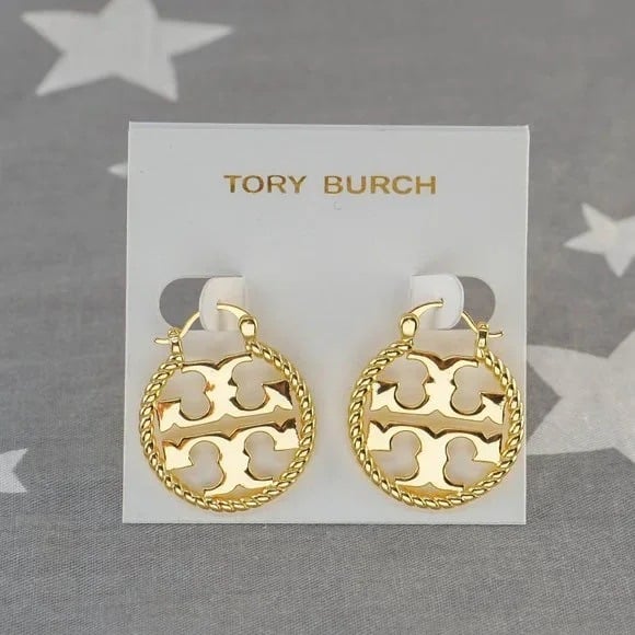 Tory Burch Rope Miller Small Hoop Earrings in Gold (Brand New with Dust Bag)