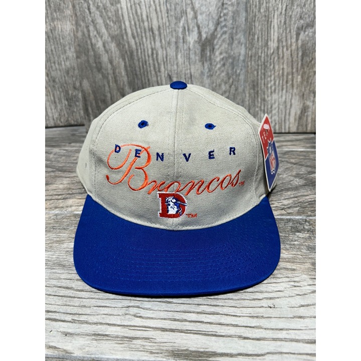 Vintage 90's Denver Broncos Team NFL Drew Pearson Tan Strapback Hat NWT