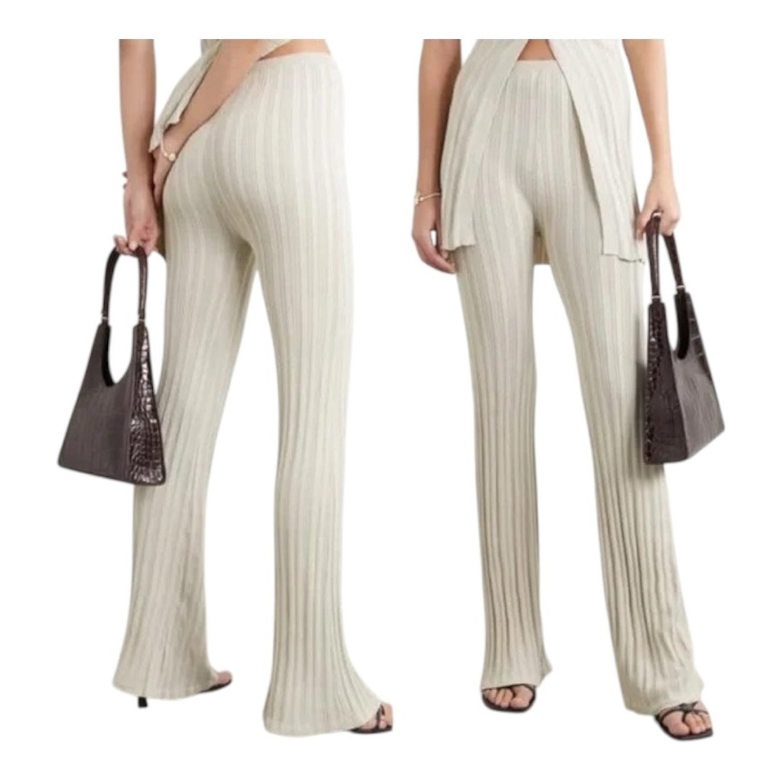 The Line By K Daisy Ribbed Pant in Sand Medium NWT