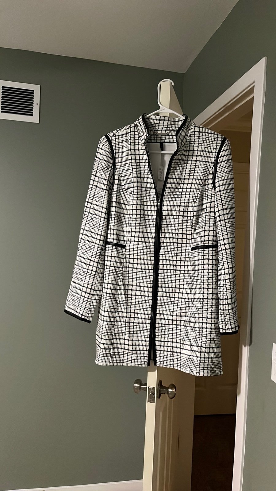 NWT black and white plaid coat