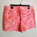 NWT J. Crew Plumeria Floral Print Jacquard Neon Pink Shorts Zip Side Sz 10