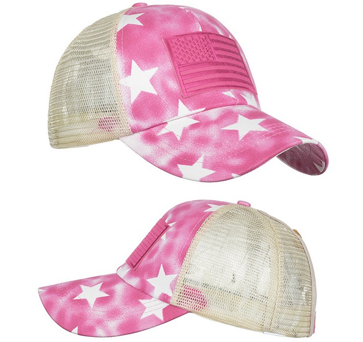 New Mesh Star Print Vintage Criss- Cross Elastic Band Messy Bun 3D Embroidery