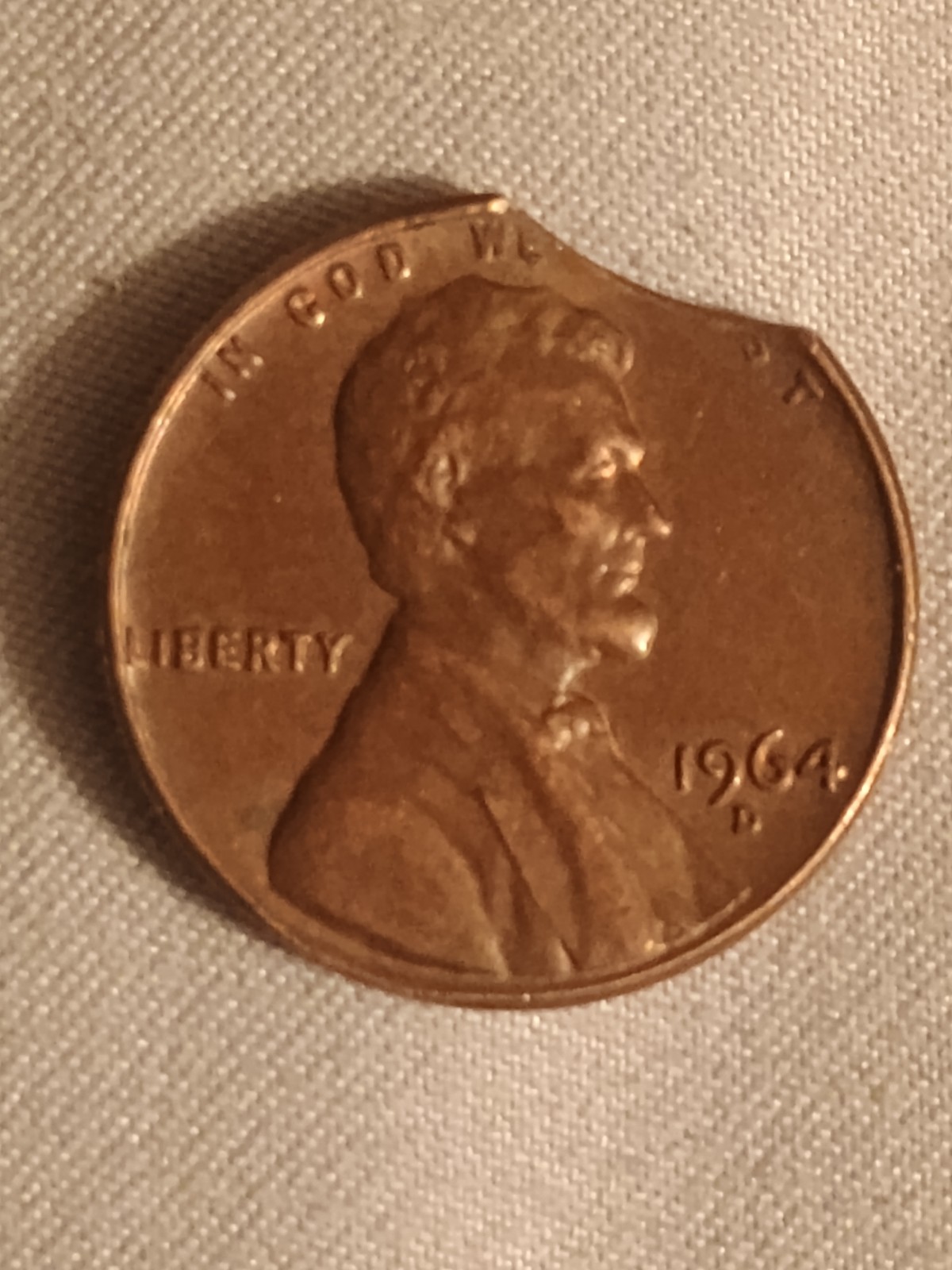 1964-D Clipped Planchet Mint Error Lincoln Memorial Cent/Penny