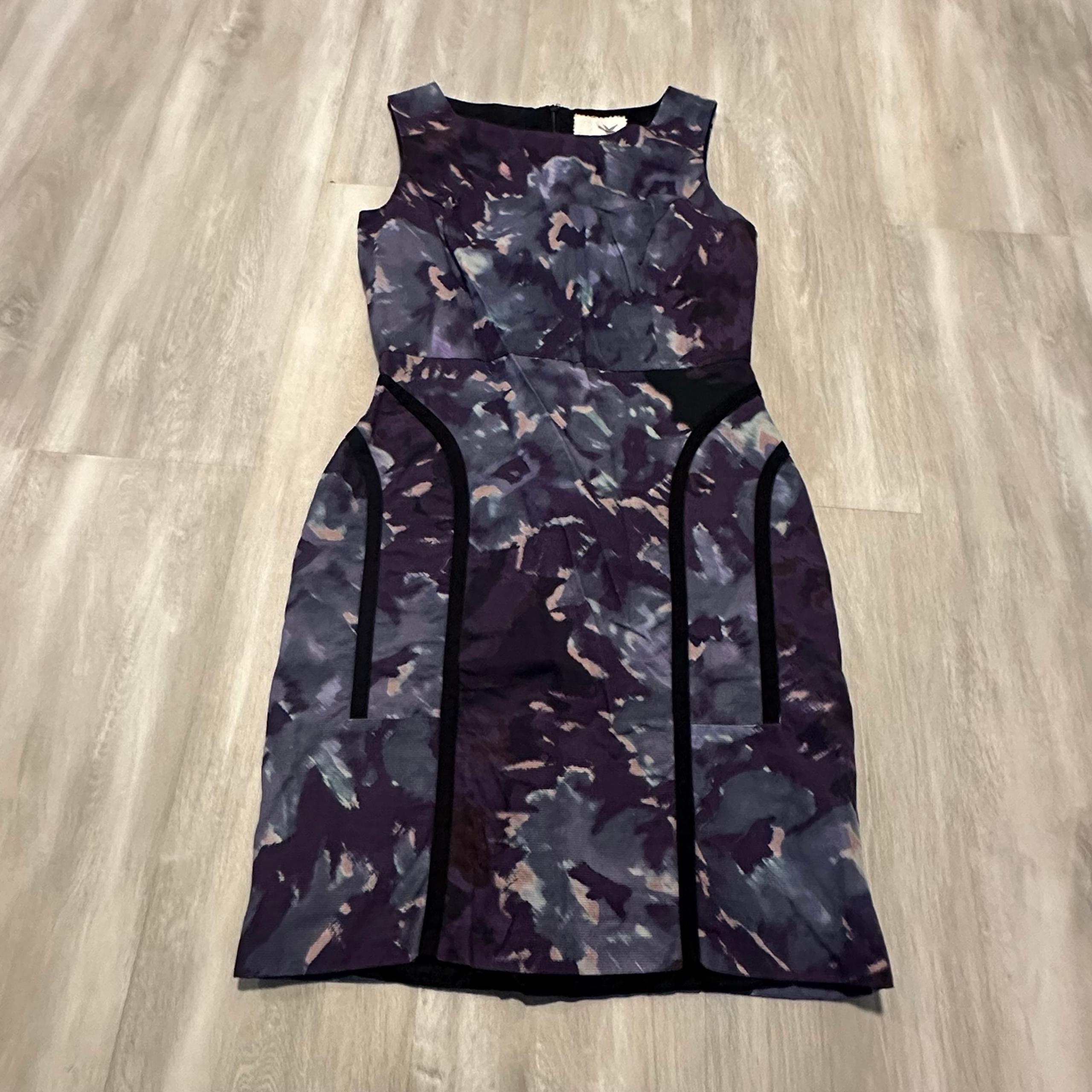 Anthropologie Tabitha Purple Print Pockets Dress Sz 2