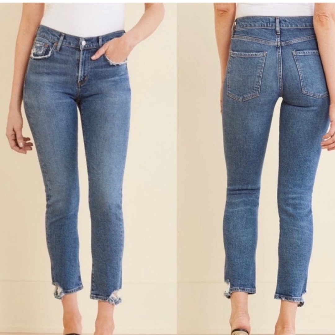AGOLDE Toni Slim Straight Ankle Distressed Jeans Stratosphere women’s 28